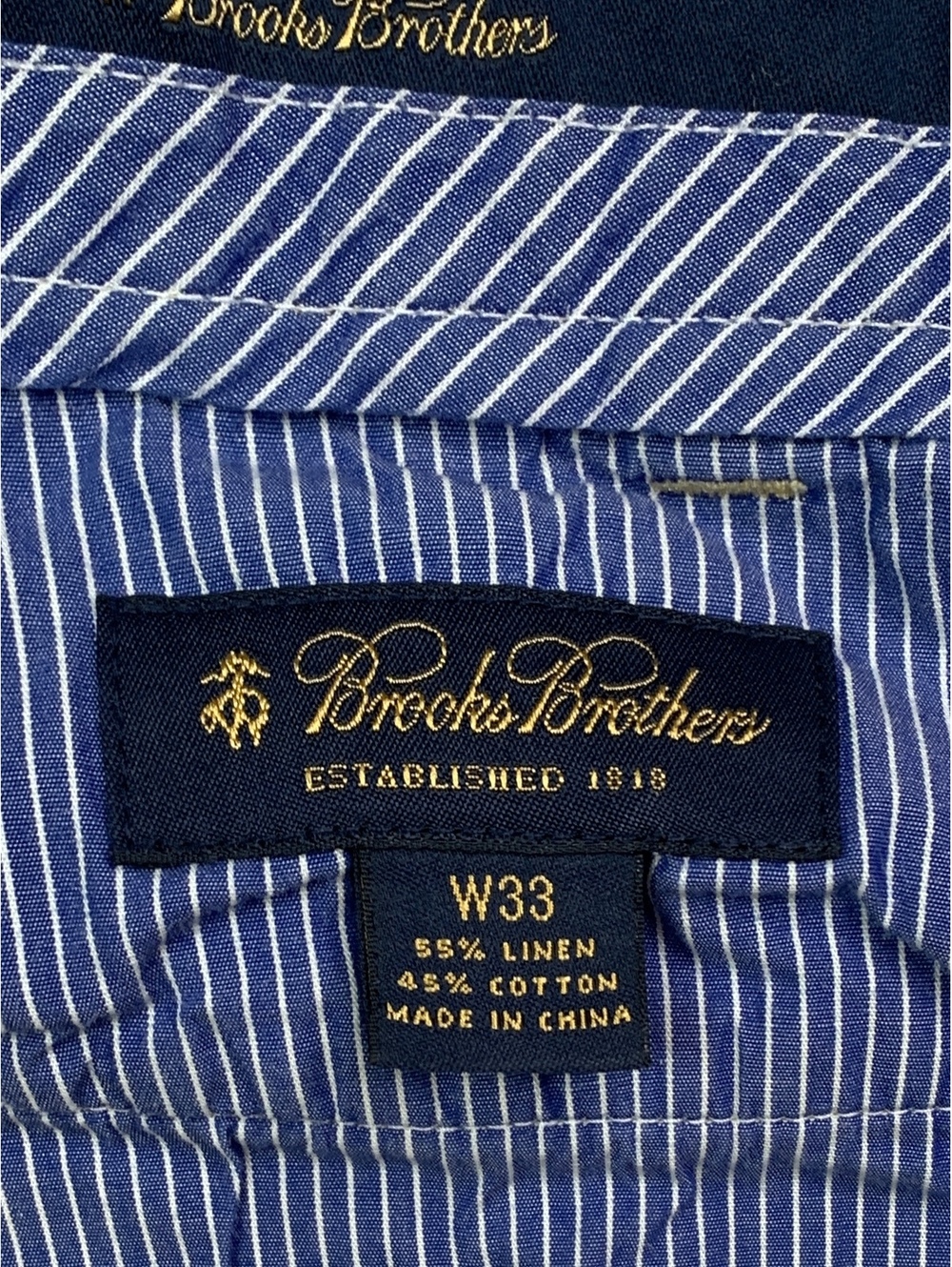 Brooks Brothers Men's Khaki Linen Blend Chino Shorts W33